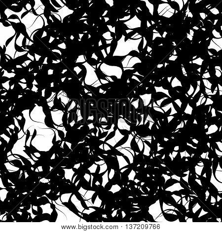 Entangled, Squiggly Lines. Chaotic Abstract Monochrome Illustration