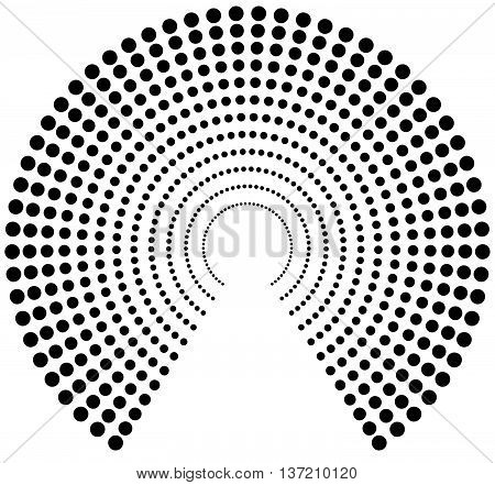 Dotted Circular Element. Mononochrome Black And White Illustration On White.