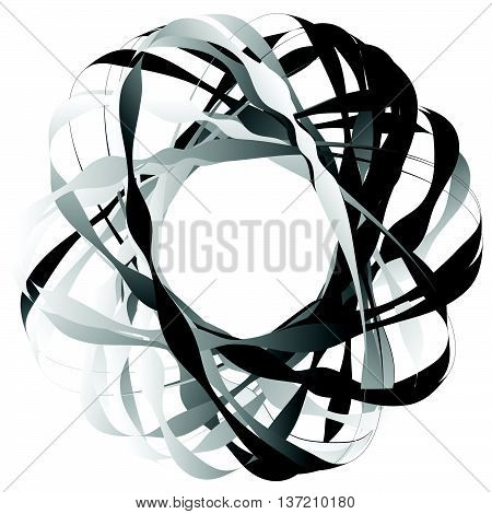 Random Circular Element. Abstract Monochrome Graphic On White.