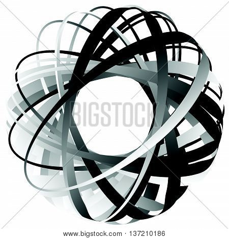 Random Circular Element. Abstract Monochrome Graphic On White.