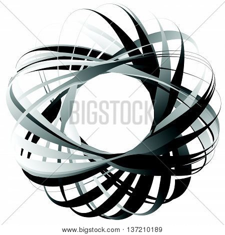 Random Circular Element. Abstract Monochrome Graphic On White.