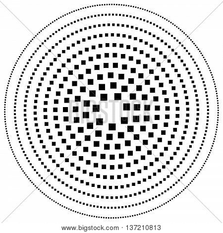 Dotted Circular Element. Mononochrome Black And White Illustration On White.