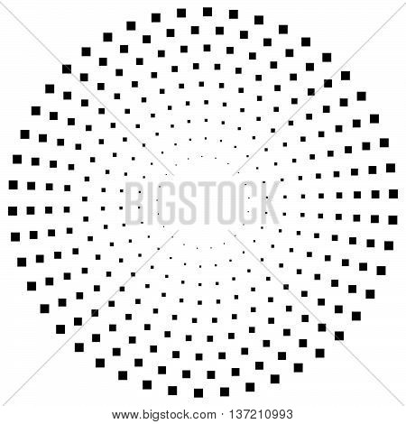Dotted Circular Element. Mononochrome Black And White Illustration On White.