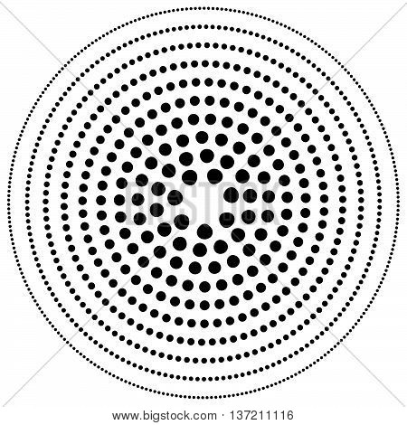Dotted Circular Element. Mononochrome Black And White Illustration On White.