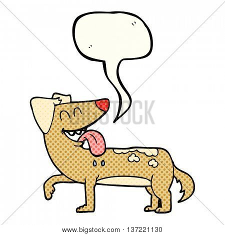 freehand drawn comic book speech bubble cartoon panting dog