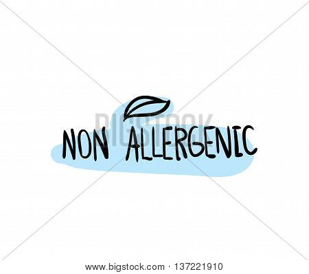 Allergens free, non allergenic product. Isolated vector label, stickers icon or mark. Hand drawn colorful design for packaging on white background.