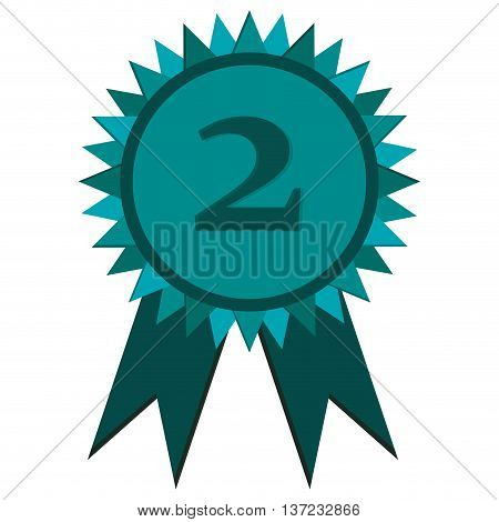 simple flat design secon place prize badge with ribbons icon vector illustration