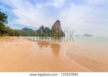 Railay beach in Krabi Thailand In the rainy season.