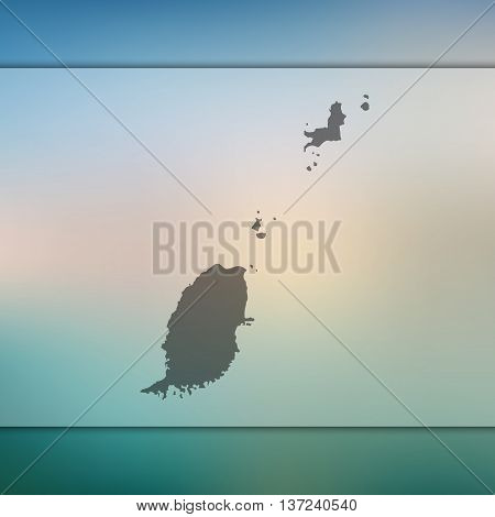 Grenada map on blurred background.  Blurred background with silhouette of Grenada. Grenada.