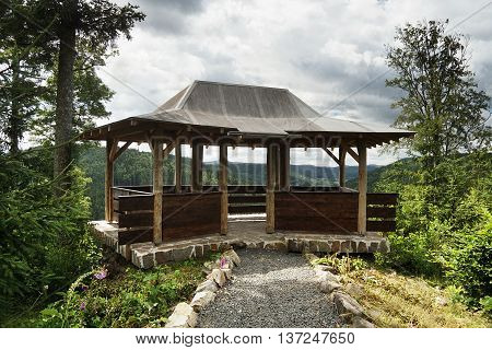 wooden summer house with a view to valley Tepelske udoli