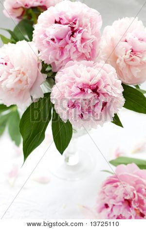 Jarrón de flores de peonía