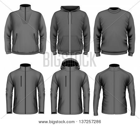 Collection of men's clothes. Fully editable handmade mesh. Vector illustration.