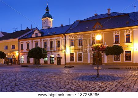 UHERSKE HRADISTE, CZECH REPUBLIC - JUNE 21, 2016: Historic architecture of the old town in Uherske Hradiste on June 21, 2016.