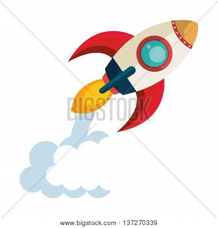Rocket flying isolated icon, business start up company theme design.
