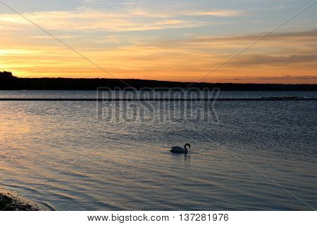 early morning and sunrise on the lake Naroch in Belarus