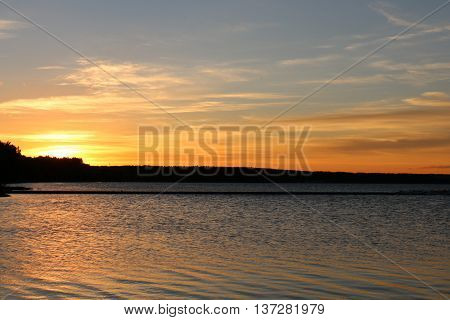 early morning and sunrise on the lake Naroch in Belarus