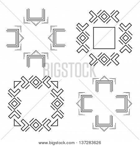 Set of trendy geometric shapes. Set geometric shapes signs labels and frames triangles line design elements vector. Geometric shapes and geometric shapes design. Element line sign geometric esoteric.