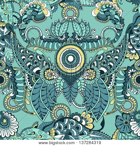 Pattern with indian ornamental design elements. Floral background. Seamless pattern for your design pattern fills web page backgrounds surface textures.