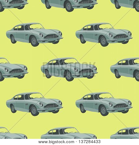 Silver sport car. vector illustration. Seamless pattern