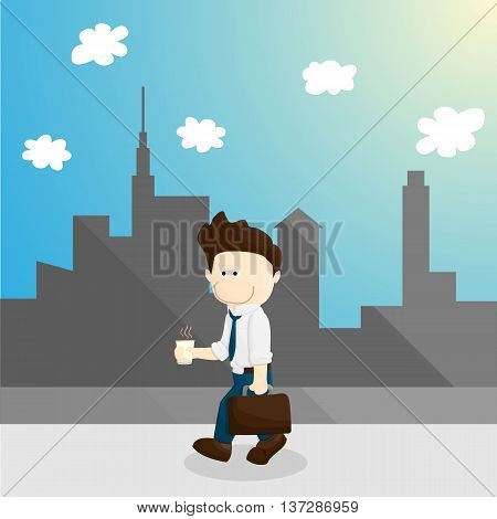 chill time cartoon salary man lifestyle in different emotion