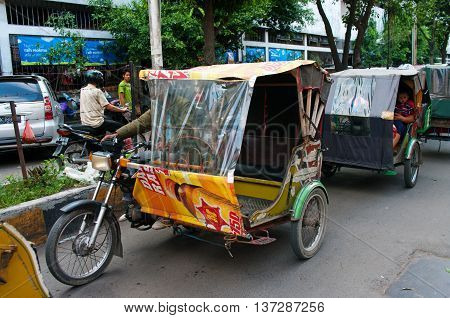 Auto Rickshaw Taxi In Medan, Indonesia.