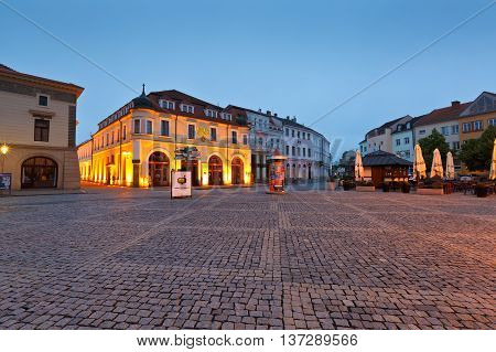 UHERSKE HRADISTE, CZECH REPUBLIC - JUNE 21, 2016: Historic architecture of the old town of Uherske Hradiste on June 21, 2016.