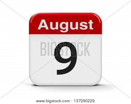 Calendar web button - The Ninth of August - International Day of the World's Indigenous People three-dimensional rendering 3D illustration