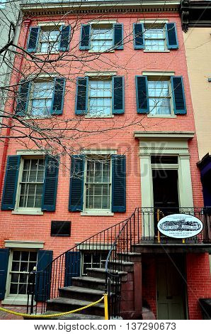 Washington DC - April 11 2014: The Petersen House across the street from Ford's Theatre in which President Lincoln died on April 15 1865 *