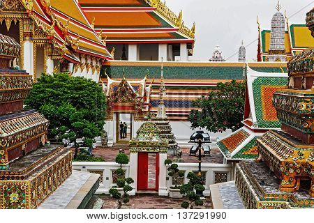 Bangkok Thailand - March 22 2011: The temple of Wat Pho is one of the largest and oldest (1781 A.D) temples in Bangkok. It's an important point of interest in Bangkok and very sacred in thai culture