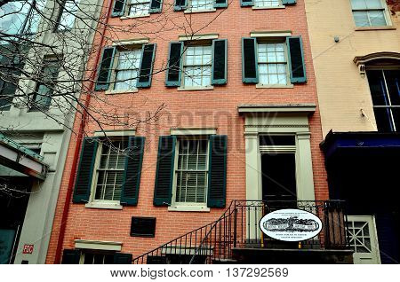 Washington DC - April 11 2014: The Petersen House across the street from Ford's Theatre in which President Lincoln died on April 15 1865
