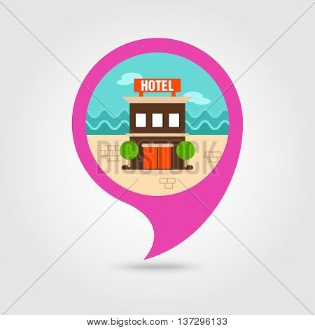 Hotel vector pin map icon. Travel Map pointer. Summer Map markers. Summertime. Vacation eps 10