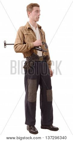 young French Resistance vintage clothes and weapons reenactment