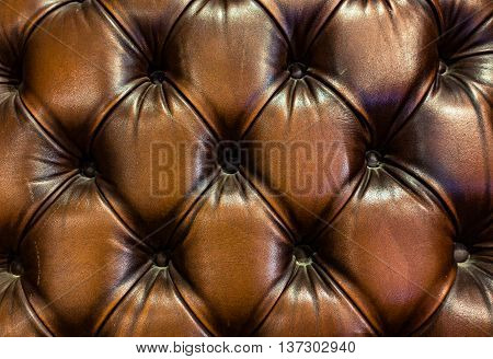 Luxury And Grungy Background Of Classic Shabby Leather Texture Of A Couch With Leather Buttons