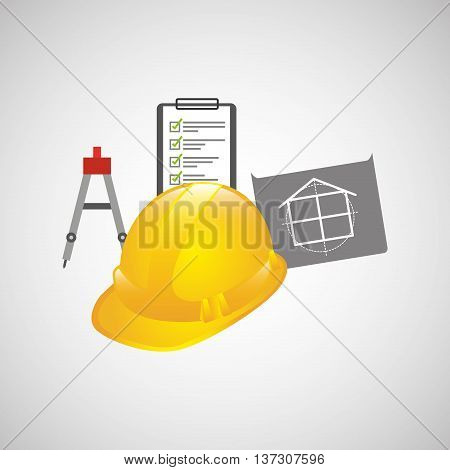 industry construction plan with helment vector illustration