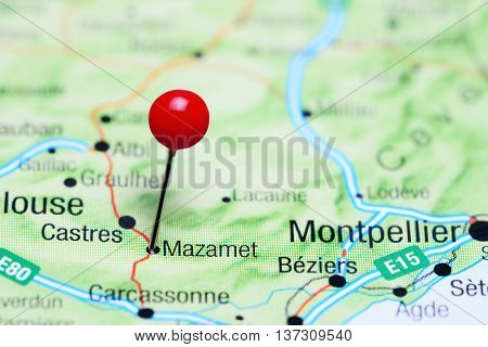 Mazamet pinned on a map of France