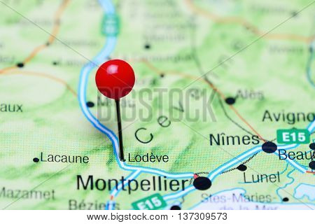 Lodeve pinned on a map of France
