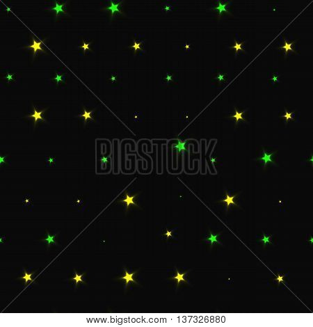 seamless pattern with yellow with green stars on black