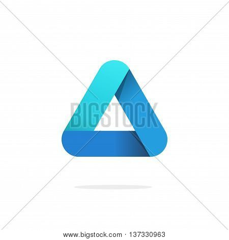 Triangle logo with rounded corners vector isolated on white background, blue gradient abstract triangle logotype element. elegant creative geometric figure