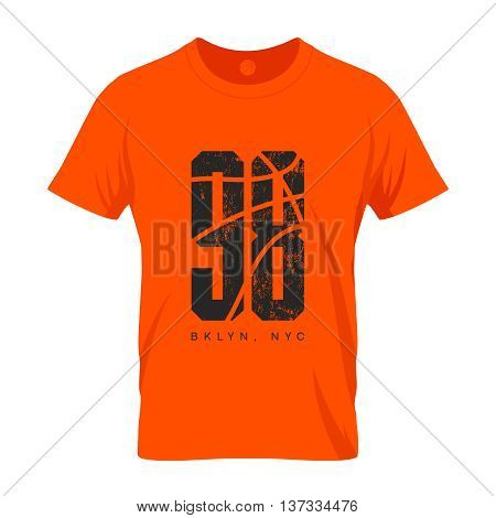 Vintage American basketball old grunge effect tee print vector design.