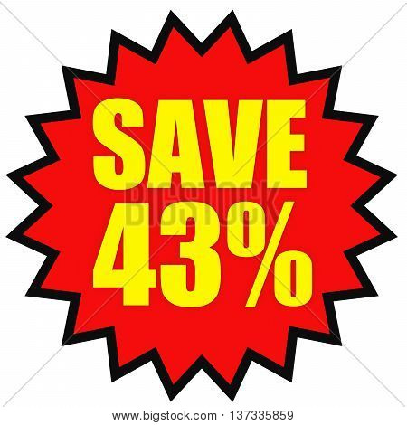 Discount 43 Percent Off. 3D Illustration On White Background.