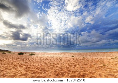 Sea Beach In Sun Evening