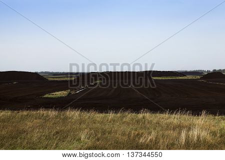 A Field In Which Is Carried Out Peat Extraction,