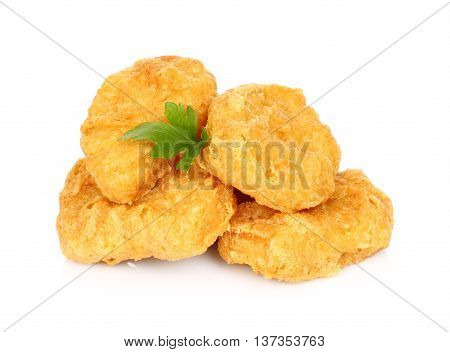 Fried chicken cutlets on a white background