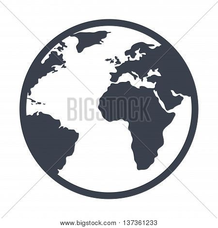 Earth planet black and white isolated icon, vector illustration graphic design.