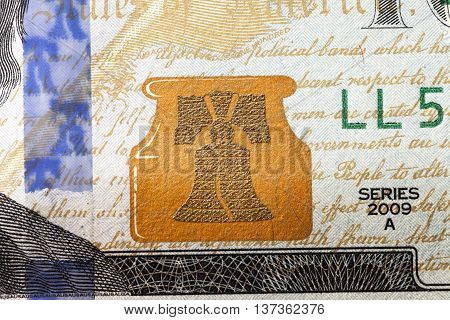 Photographed Close-up Of American Paper Money Worth One Hundred Dollars, The New American Bil