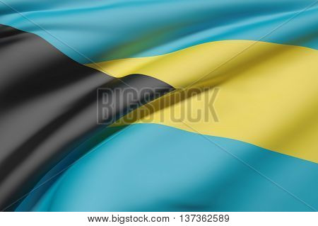 Illustration 3d rendering of Bahamas flag waving