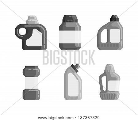 House hold bottle template and container bottle pack design bottle template. Bottle template plastic package. Blank package container dummy bottle template flat vector illustration.