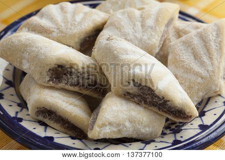  Traditional Moroccan makrout, date cookies, on a dish