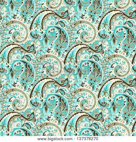 Seamless pattern based on traditional Asian elements Paisley. Boho vintage style vector background. Best motive for print on fabric or paper.