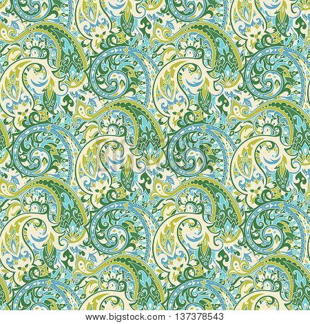 Seamless pattern based on traditional Asian elements Paisley. Boho vintage style vector background. Best motive for print on fabric or paper.